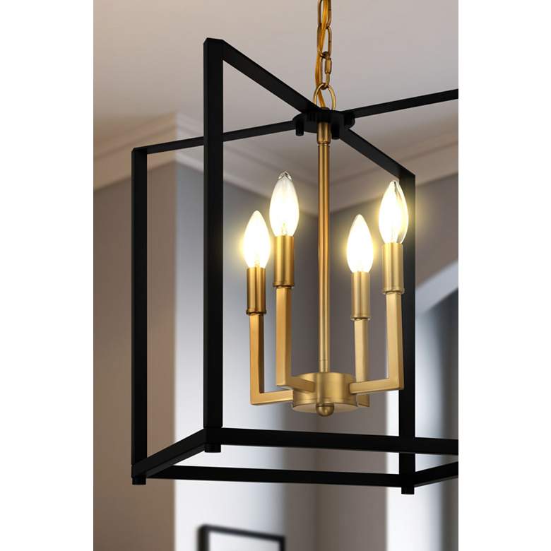 Image 7 Minka Lavery Colwick 4-Light 13.88-in Black and Signature Brass Pendant more views
