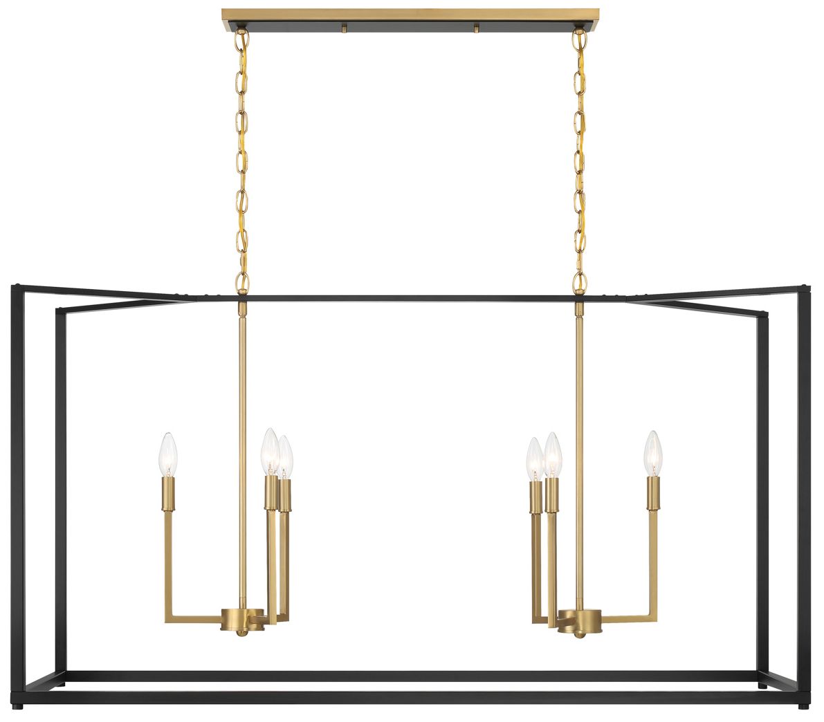 Image 2 Minka Lavery Colwick 6-Light 48-in Black and Brass Island Chandelier
