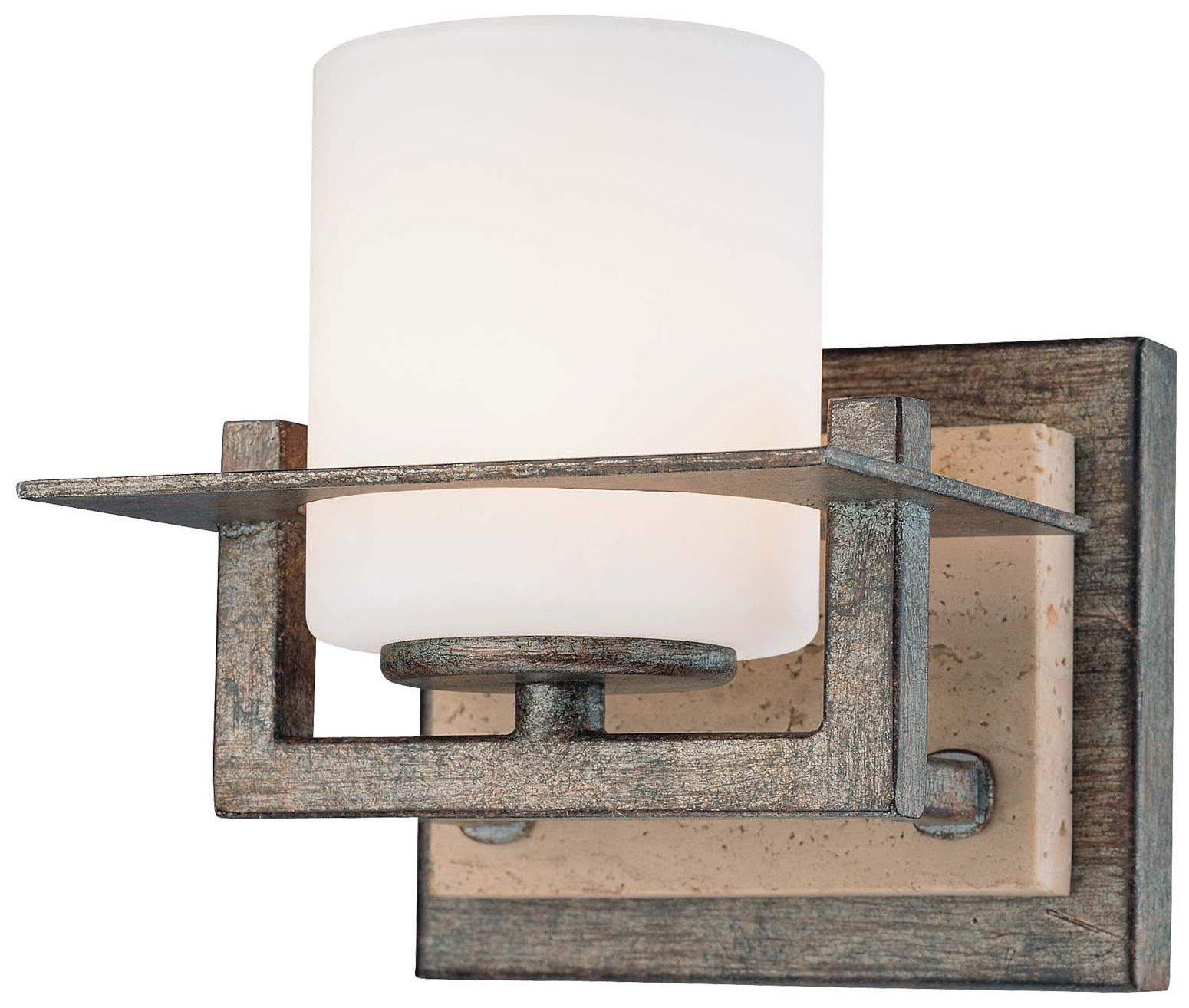 Minka-Lavery Compositions 1-Light Aged Patina Iron with Travertine Stone