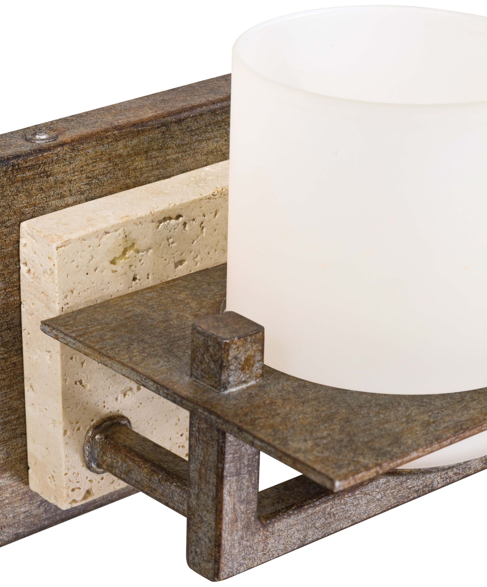 Image 3 Minka-Lavery Compositions 1-Light Aged Patina Iron with Travertine Stone more views