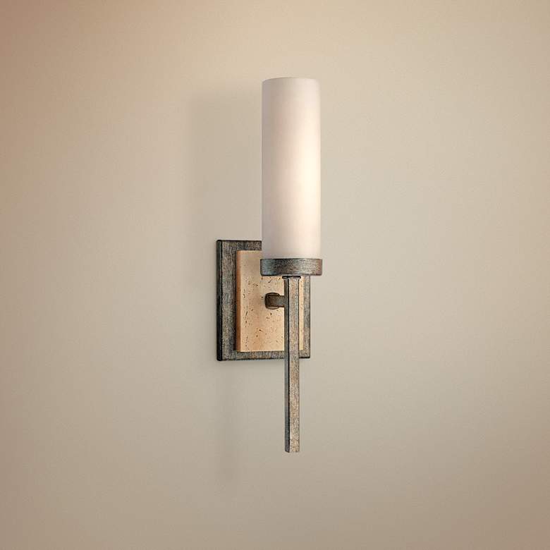 Image 1 Minka Lavery Compositions 15 1/4" Modern Marble Opal Glass Wall Sconce