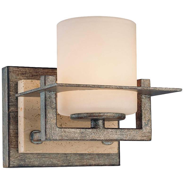 Image 2 Minka-Lavery Compositions 5 1/4" High Iron and Opal Glass Wall Sconce