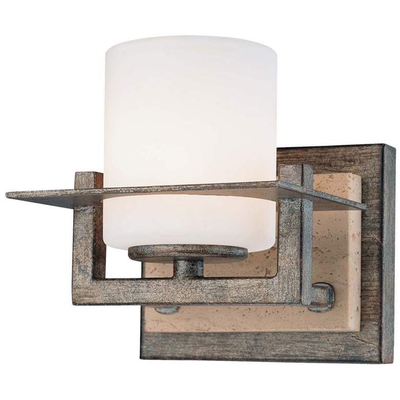Image 2 Minka-Lavery Compositions 5 1/4" High Iron and Opal Glass Wall Sconce