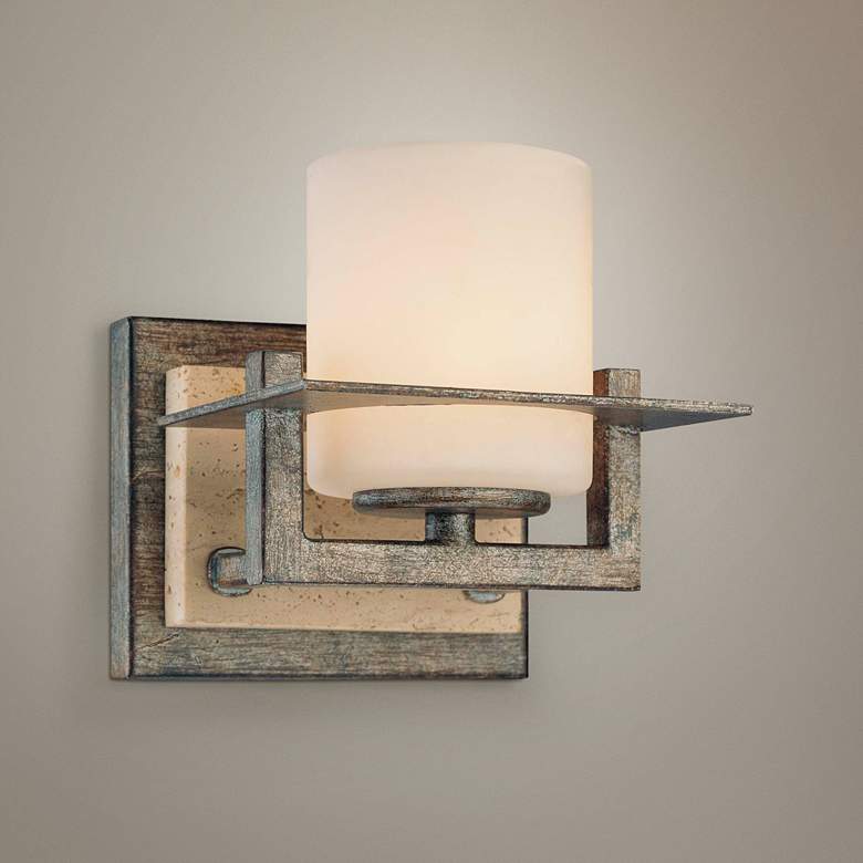 Image 1 Minka-Lavery Compositions 5 1/4" High Iron and Opal Glass Wall Sconce