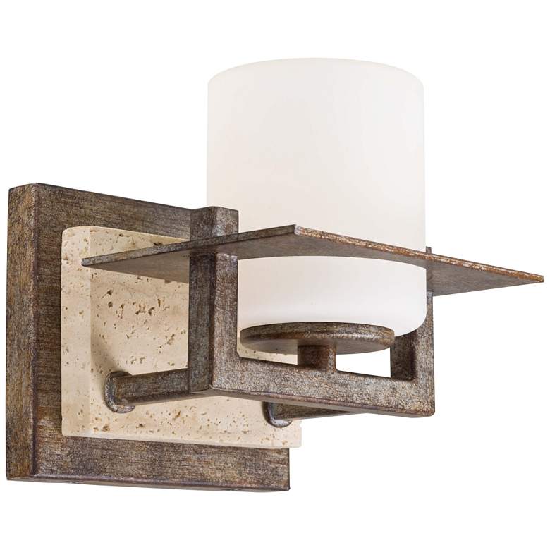 Image 4 Minka-Lavery Compositions 5 1/4" High Iron and Opal Glass Wall Sconce more views