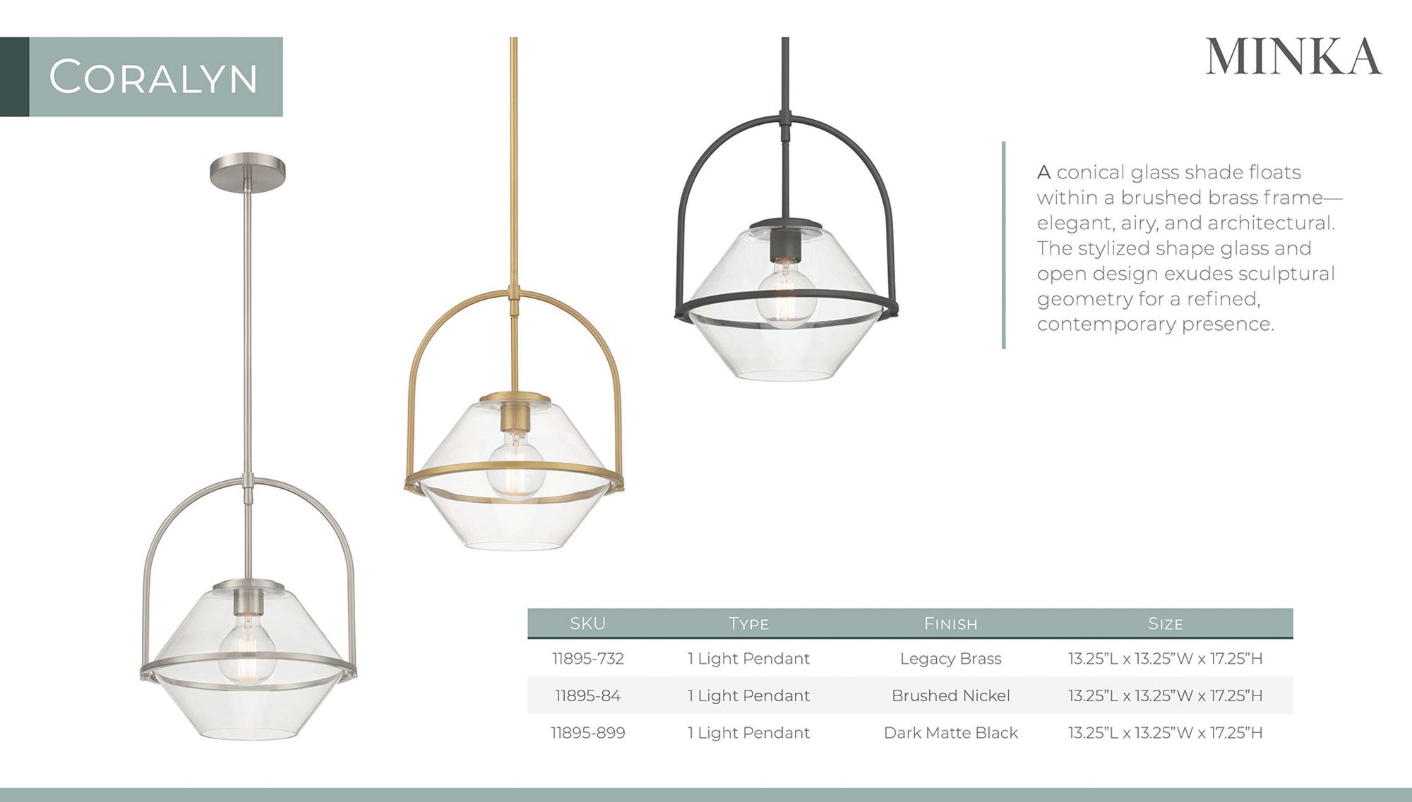 Thumbnail4 of Minka Lavery Coralyn 1-Light 13.25-in Legacy Brass Pendant with Glass Shade more views