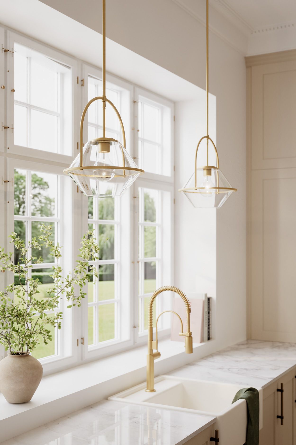 Minka Lavery Coralyn 1-Light 13.25-in Legacy Brass Pendant with Glass Shade