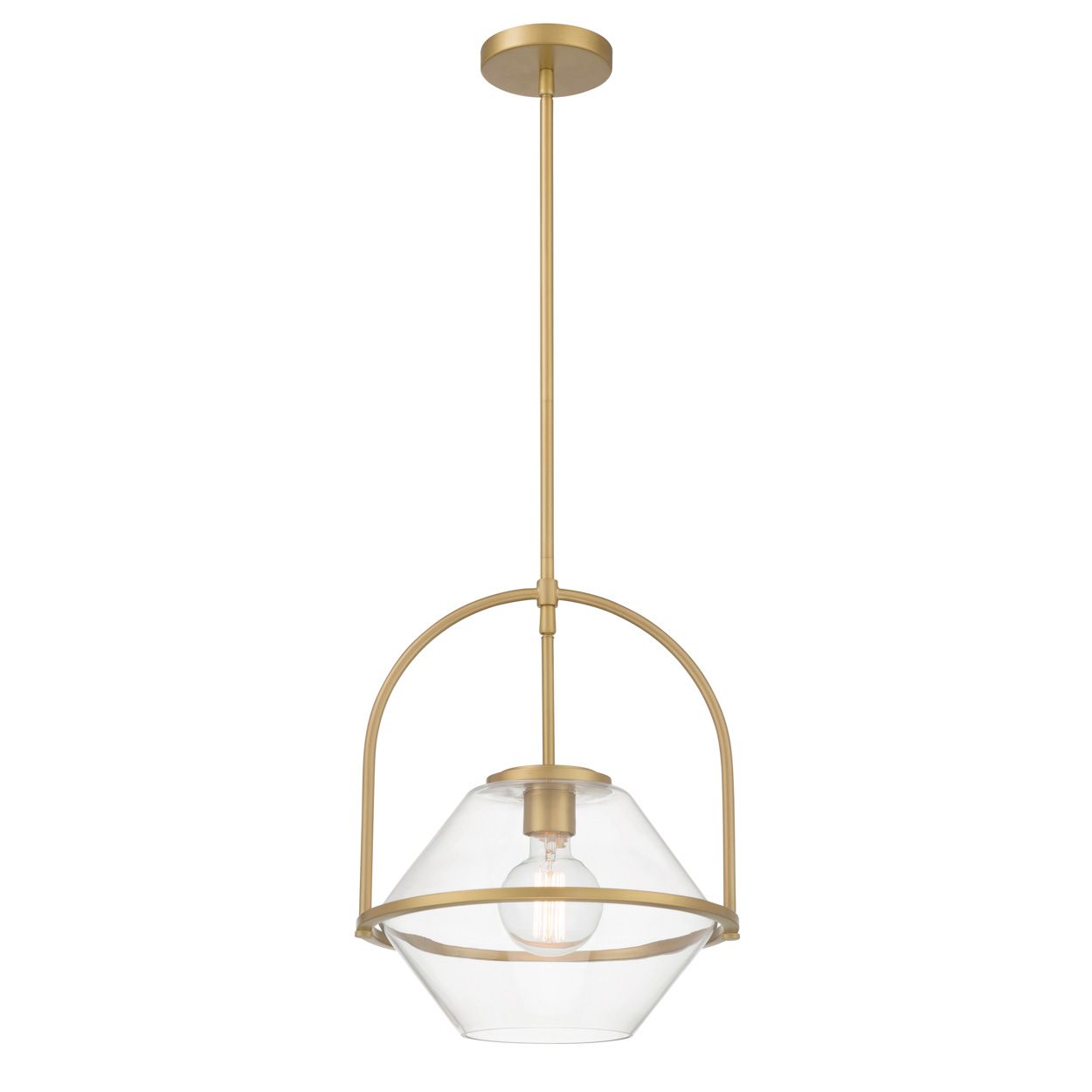 Minka Lavery Coralyn 1-Light 13.25-in Legacy Brass Pendant with Glass Shade