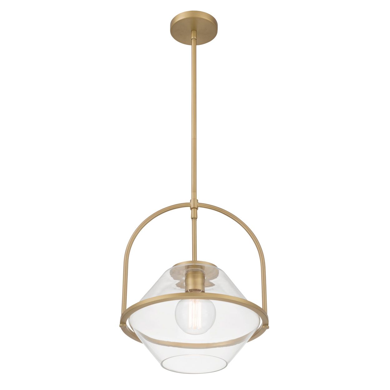 Minka Lavery Coralyn 1-Light 13.25-in Legacy Brass Pendant with Glass Shade