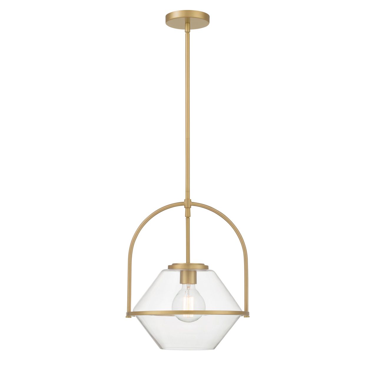 Minka Lavery Coralyn 1-Light 13.25-in Legacy Brass Pendant with Glass Shade