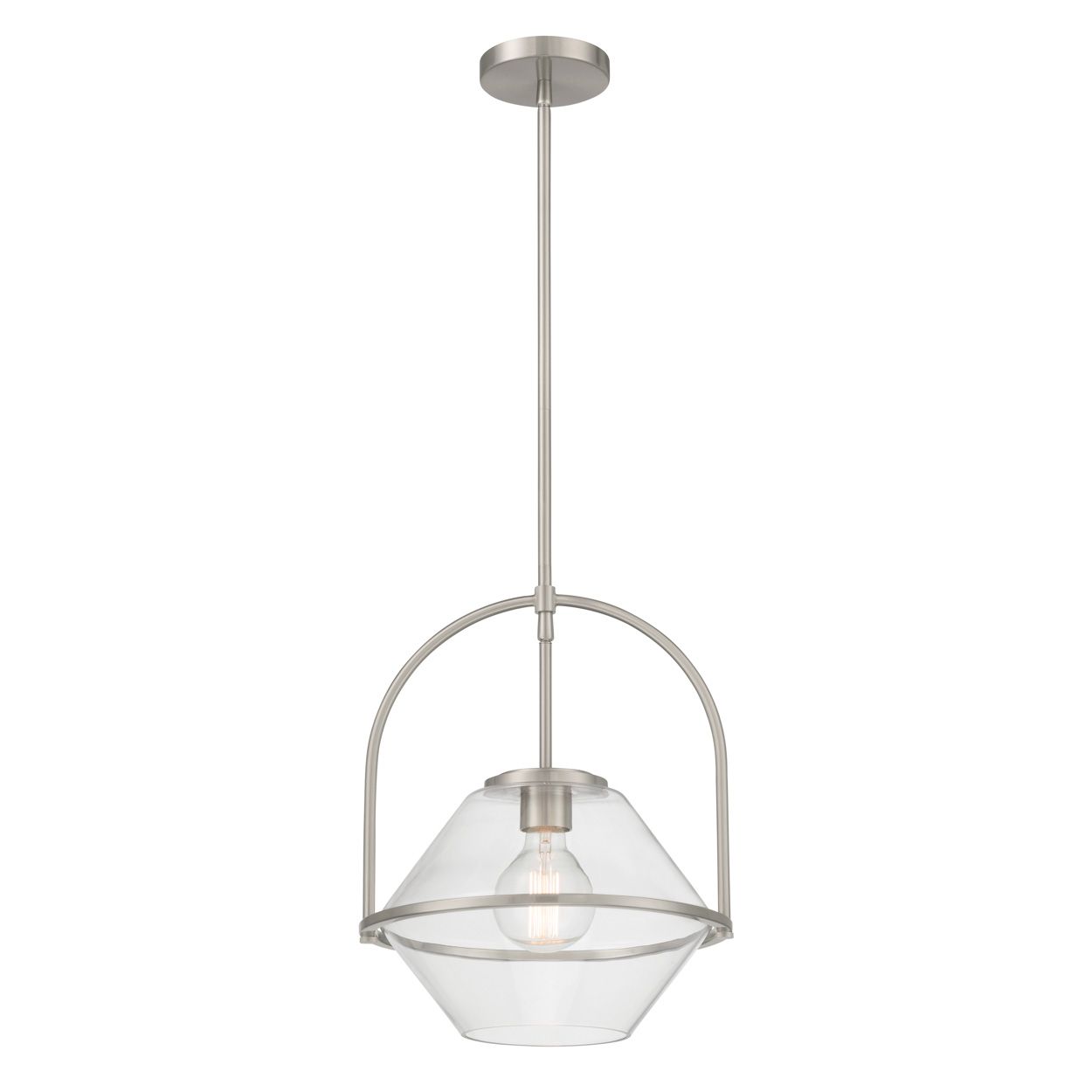 Image 7 Minka Lavery Coralyn 1-Lt 13.25-in Brushed Nickel Pendant with Glass Shade more views