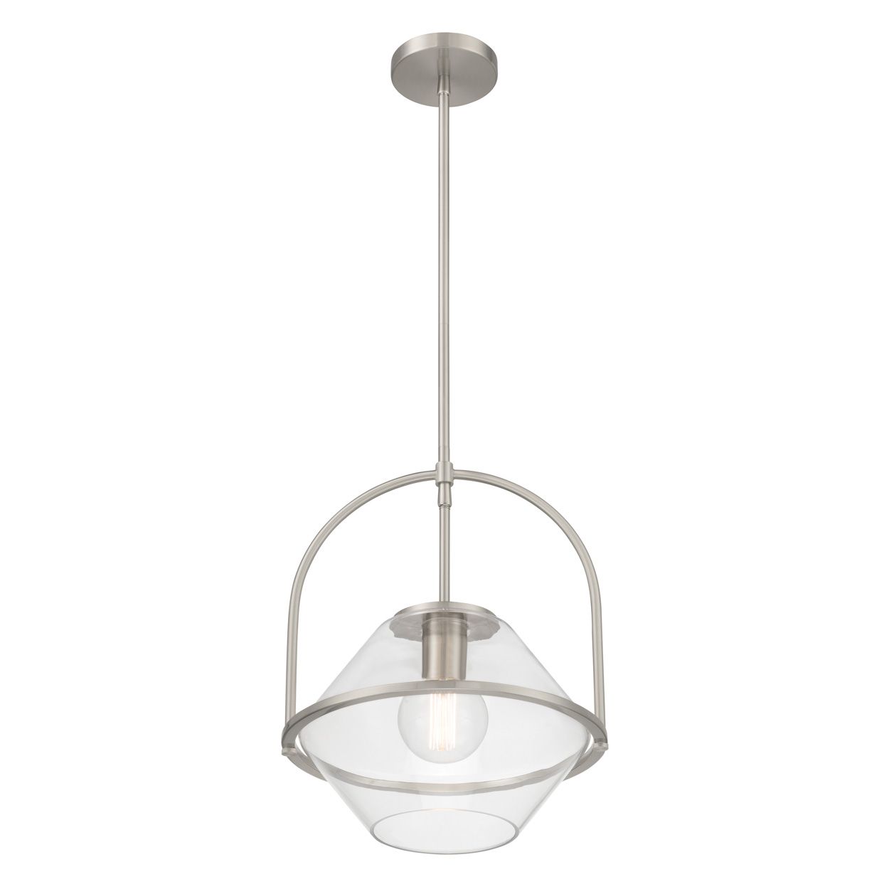 Minka Lavery Coralyn 1-Lt 13.25-in Brushed Nickel Pendant with Glass Shade