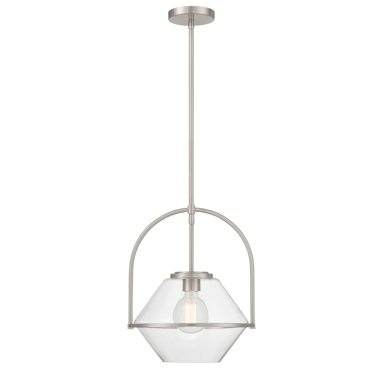 Minka Lavery Coralyn 1-Lt 13.25-in Brushed Nickel Pendant with Glass Shade
