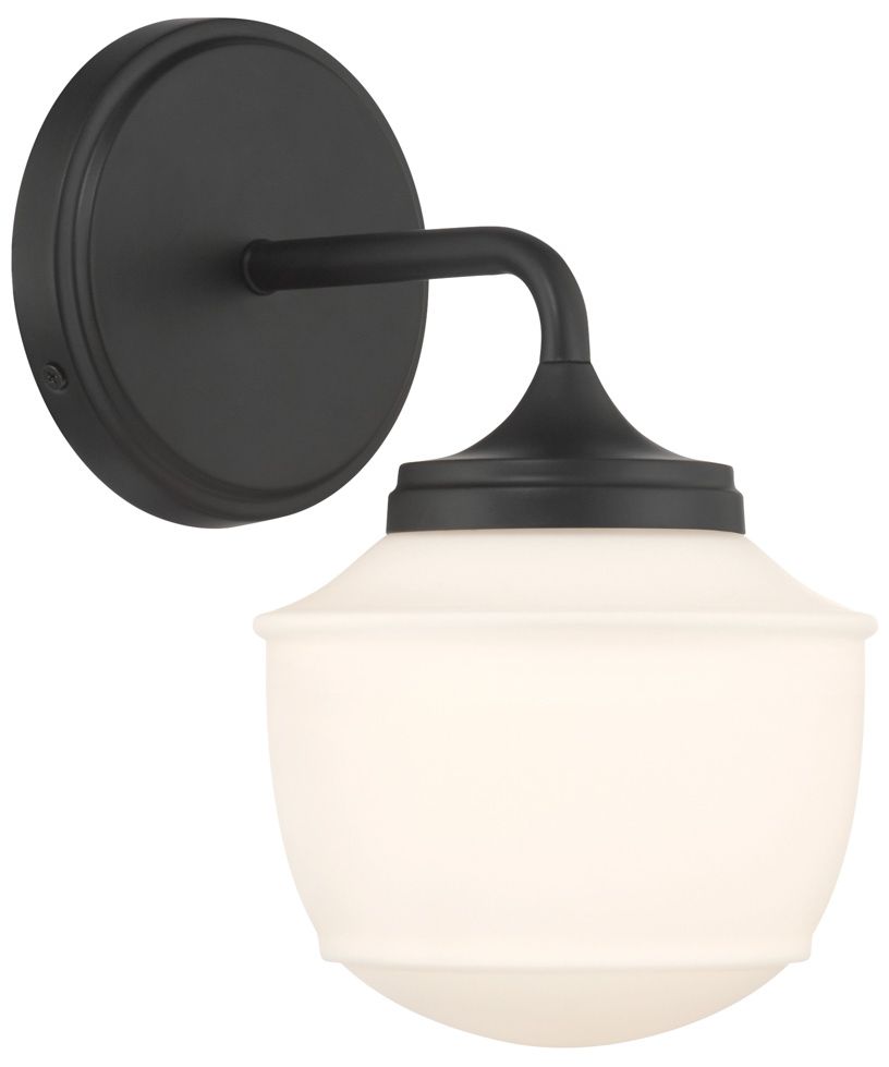 Thumbnail2 of Minka Lavery Cornwell 1-Light 6-in Dark Matte Black Bath Sconce with Shade