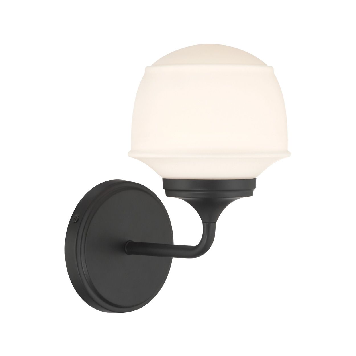 Thumbnail3 of Minka Lavery Cornwell 1-Light 6-in Dark Matte Black Bath Sconce with Shade more views