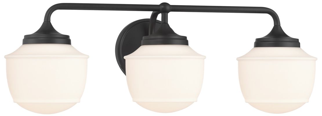 Minka Lavery Cornwell 3-Lt 23-in Dark Matte Black Vanity Light with Shades