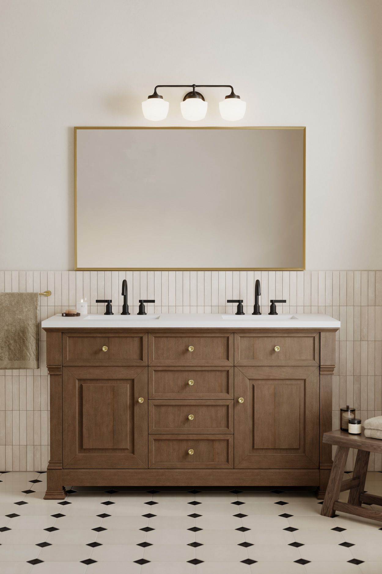 Image 3 Minka Lavery Cornwell 3-Lt 23-in Dark Matte Black Vanity Light with Shades more views