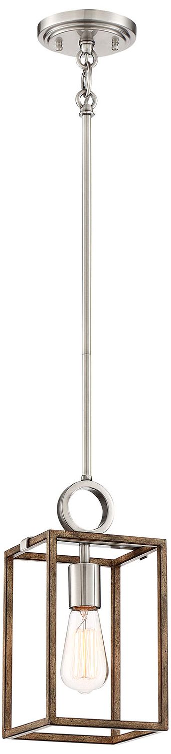 Image 2 Minka-Lavery Country Estates 1-Light Sun Faded Wood and Nickel Mini-Pendant