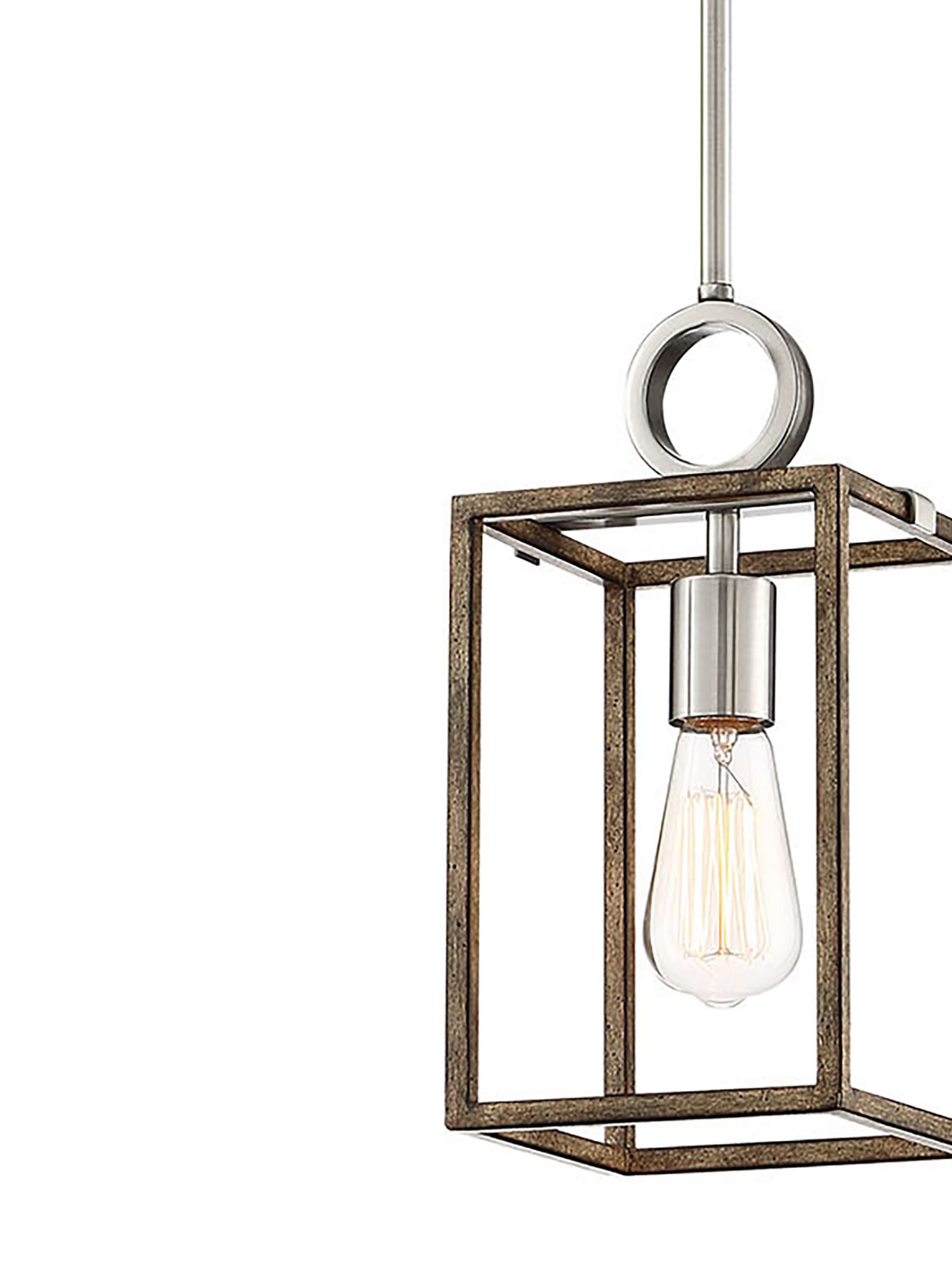 Image 3 Minka-Lavery Country Estates 1-Light Sun Faded Wood and Nickel Mini-Pendant more views
