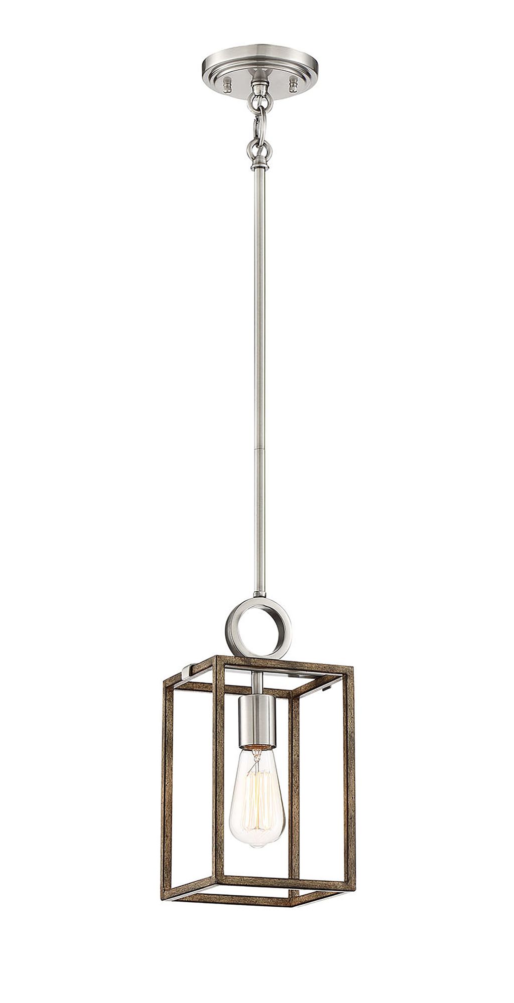 Image 6 Minka-Lavery Country Estates 1-Light Sun Faded Wood and Nickel Mini-Pendant more views