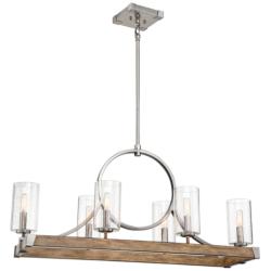 Minka Lavery Country Estates 38 3/4&quot; Wood Linear Island Chandelier