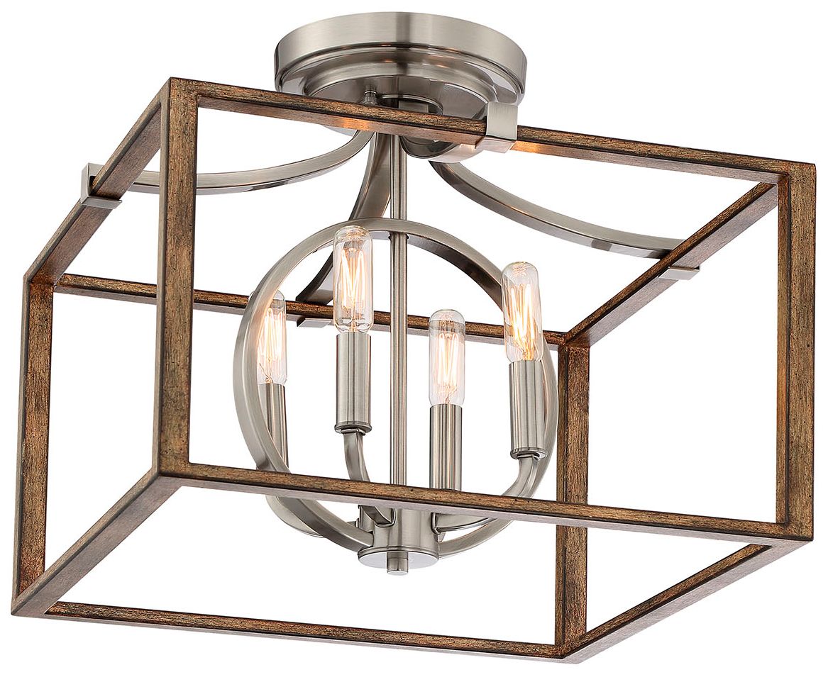 Image 2 Minka-Lavery Country Estates 4-Light Brushed Nickel Accents Semi Flush