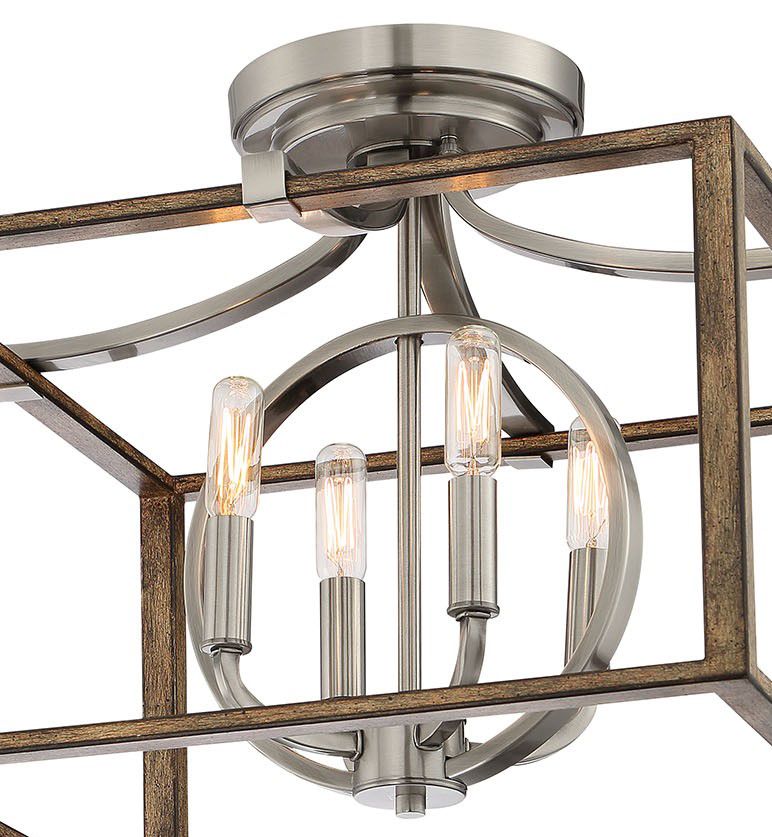 Image 3 Minka-Lavery Country Estates 4-Light Brushed Nickel Accents Semi Flush more views