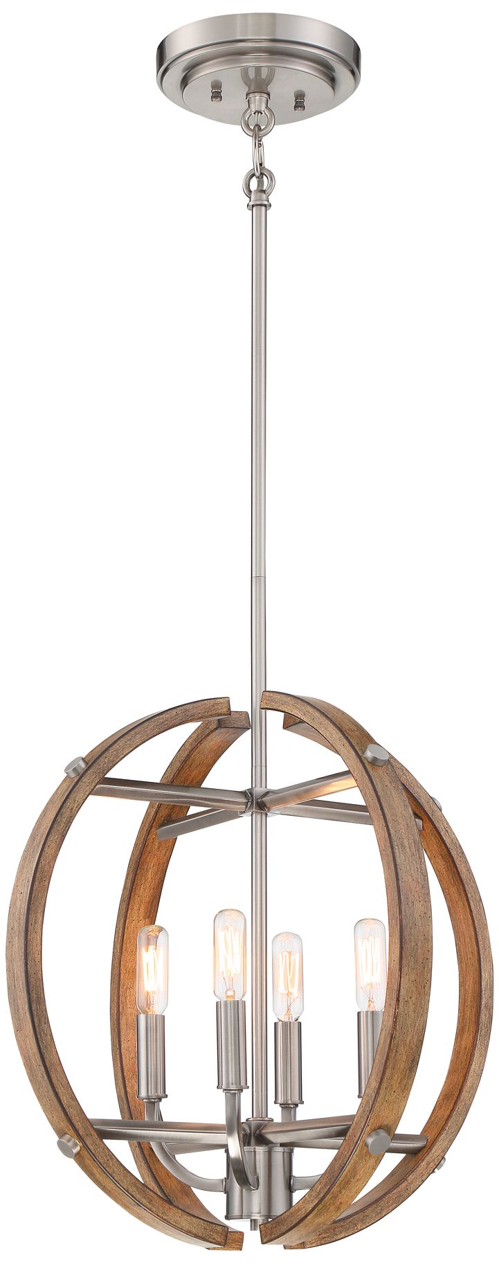 Minka-Lavery Country Estates 4-Light Sun Faded Wood and Nickel Pendant