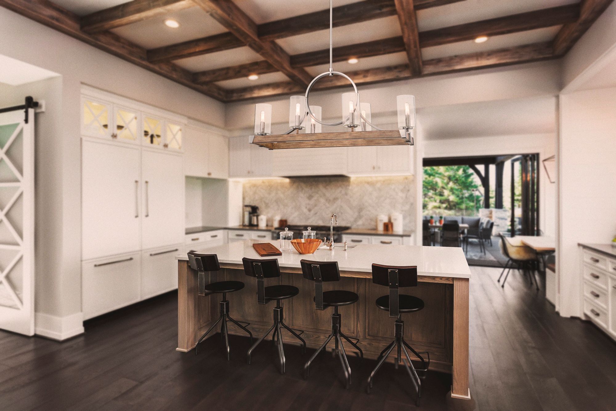 Image 3 Minka-Lavery Country Estates 6-Light Sun Faded Wood Island Chandelier more views