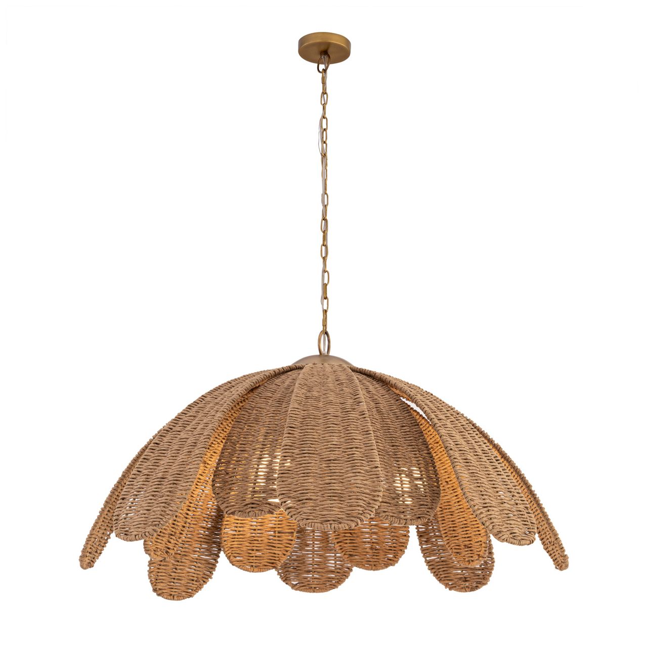Image 2 Minka Lavery Covea 3-Lt 30-in Legacy Brass Pendant with Rattan Panel Shades