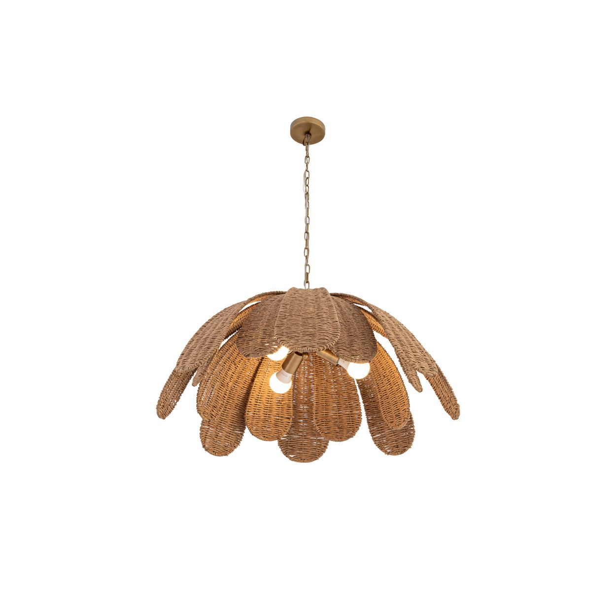 Image 3 Minka Lavery Covea 3-Lt 30-in Legacy Brass Pendant with Rattan Panel Shades more views