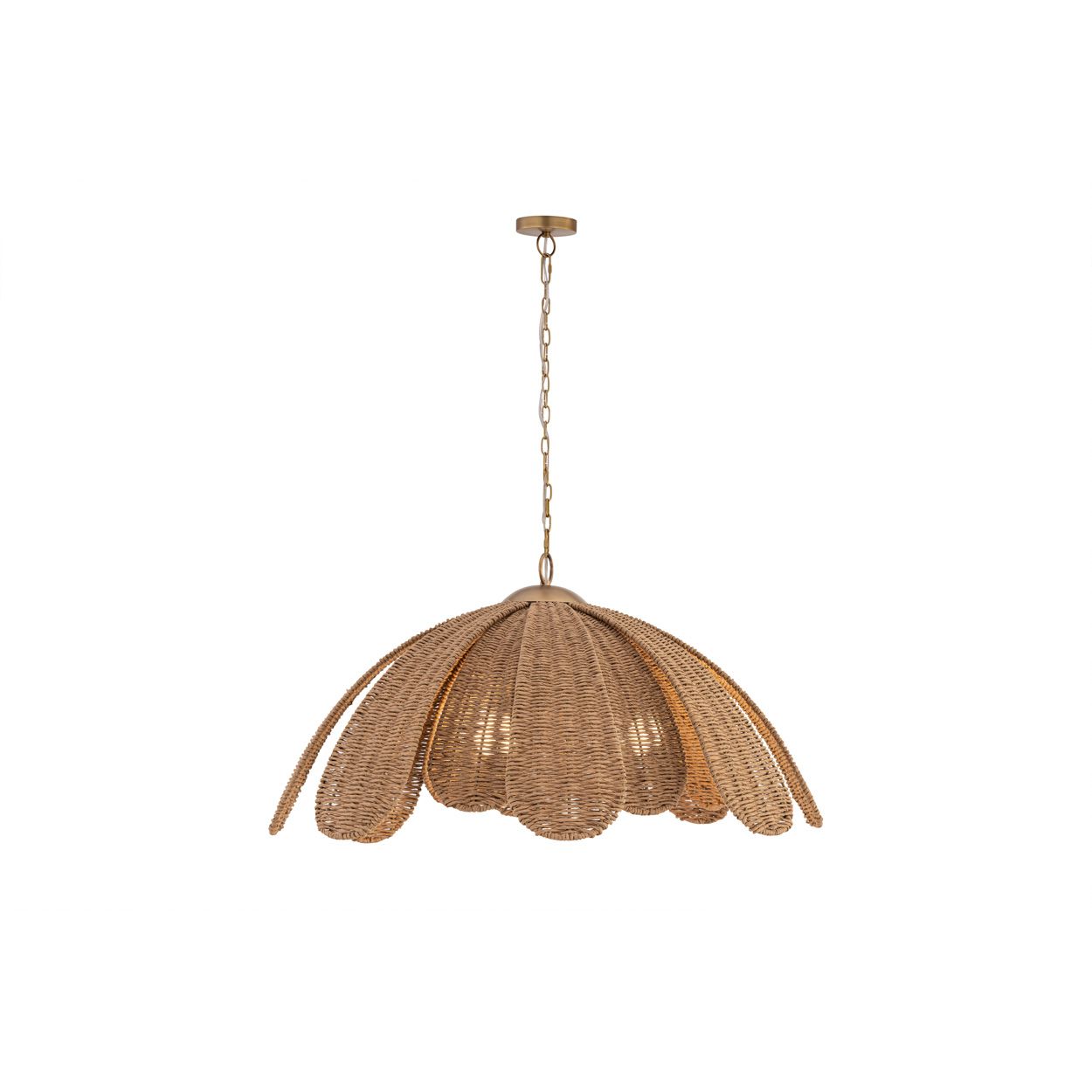 Image 7 Minka Lavery Covea 3-Lt 30-in Legacy Brass Pendant with Rattan Panel Shades more views