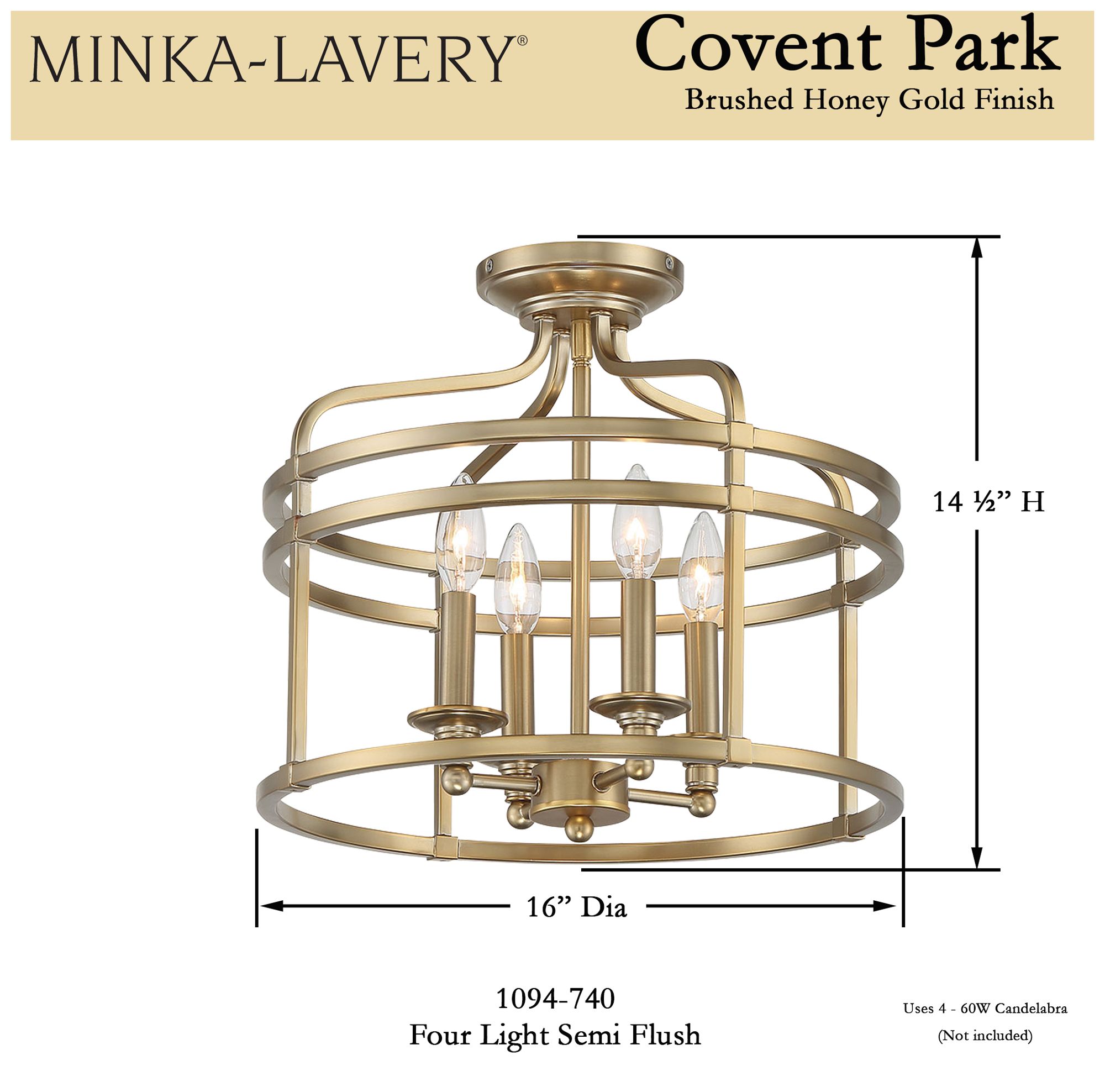 Image 4 Minka Lavery Covent Park 16" Wide Gold Frame Candelabra Ceiling Light more views