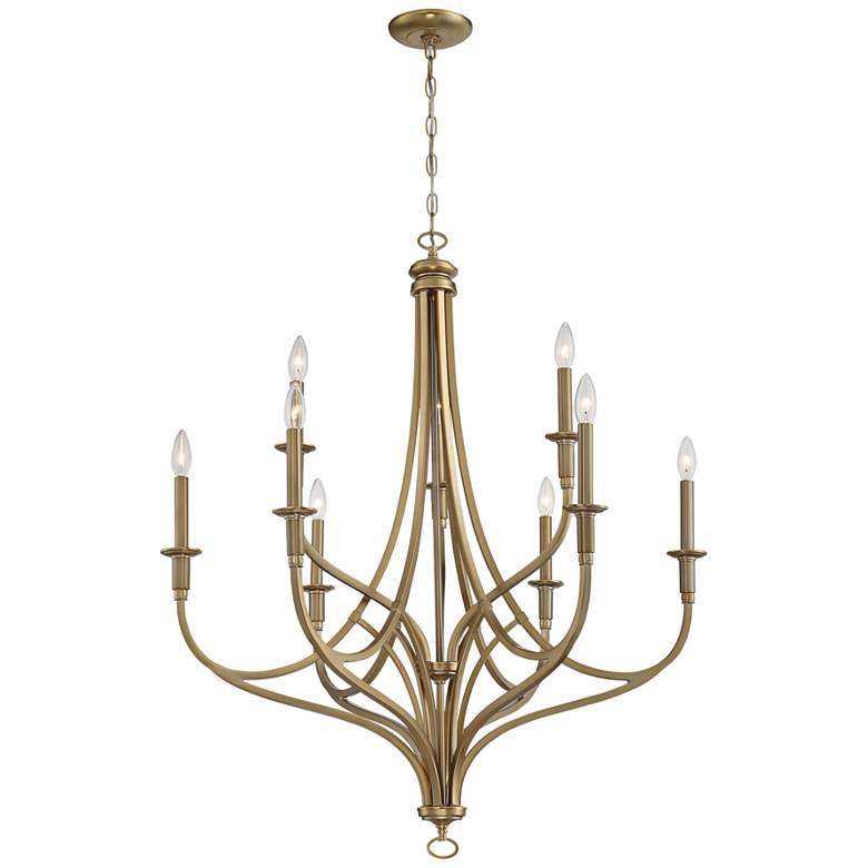 Image 2 Minka Lavery Covent Park 34 inch Wide 9-Light Brushed Gold Chandelier