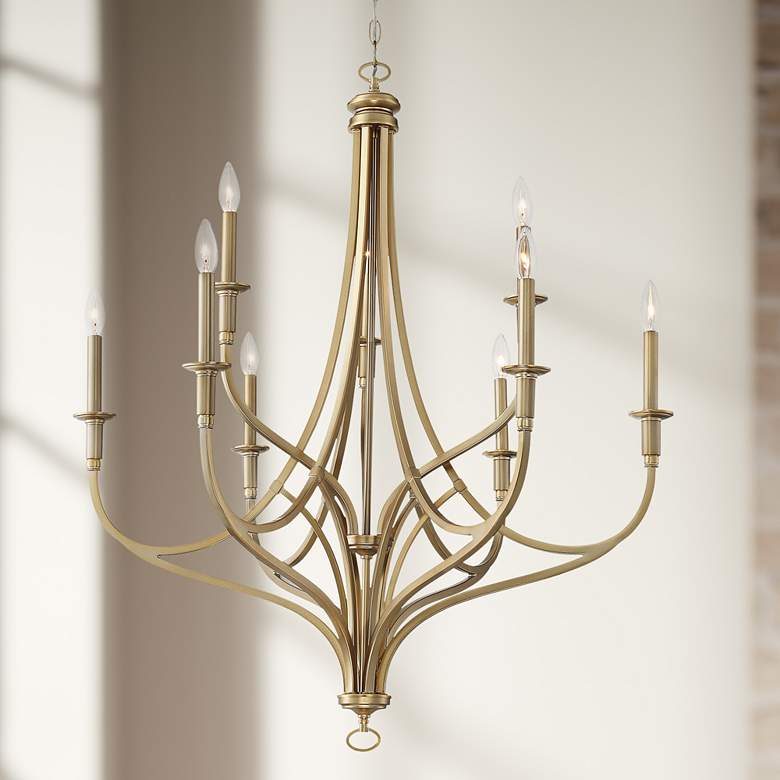 Image 1 Minka Lavery Covent Park 34 inch Wide 9-Light Brushed Gold Chandelier