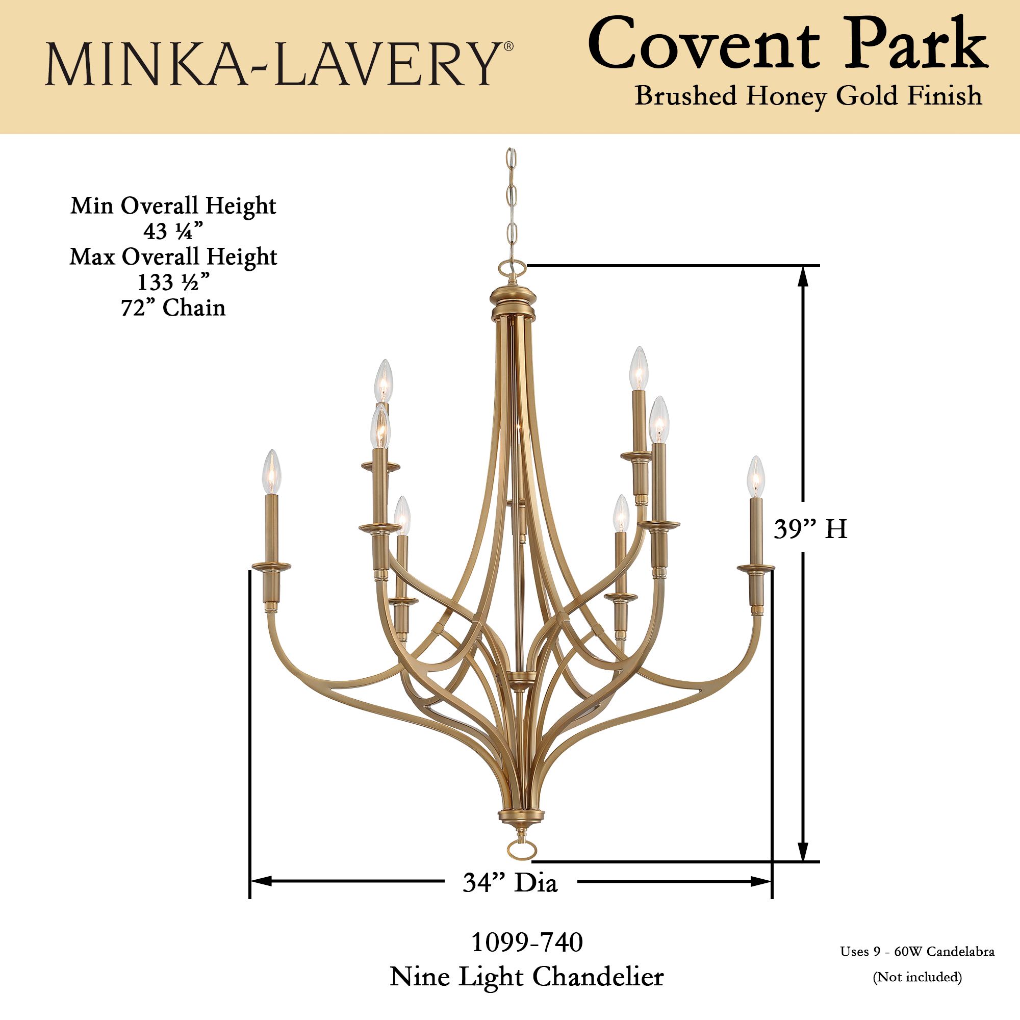 Image 6 Minka-Lavery Covent Park 9-Light Brushed Honey Gold Chandelier more views
