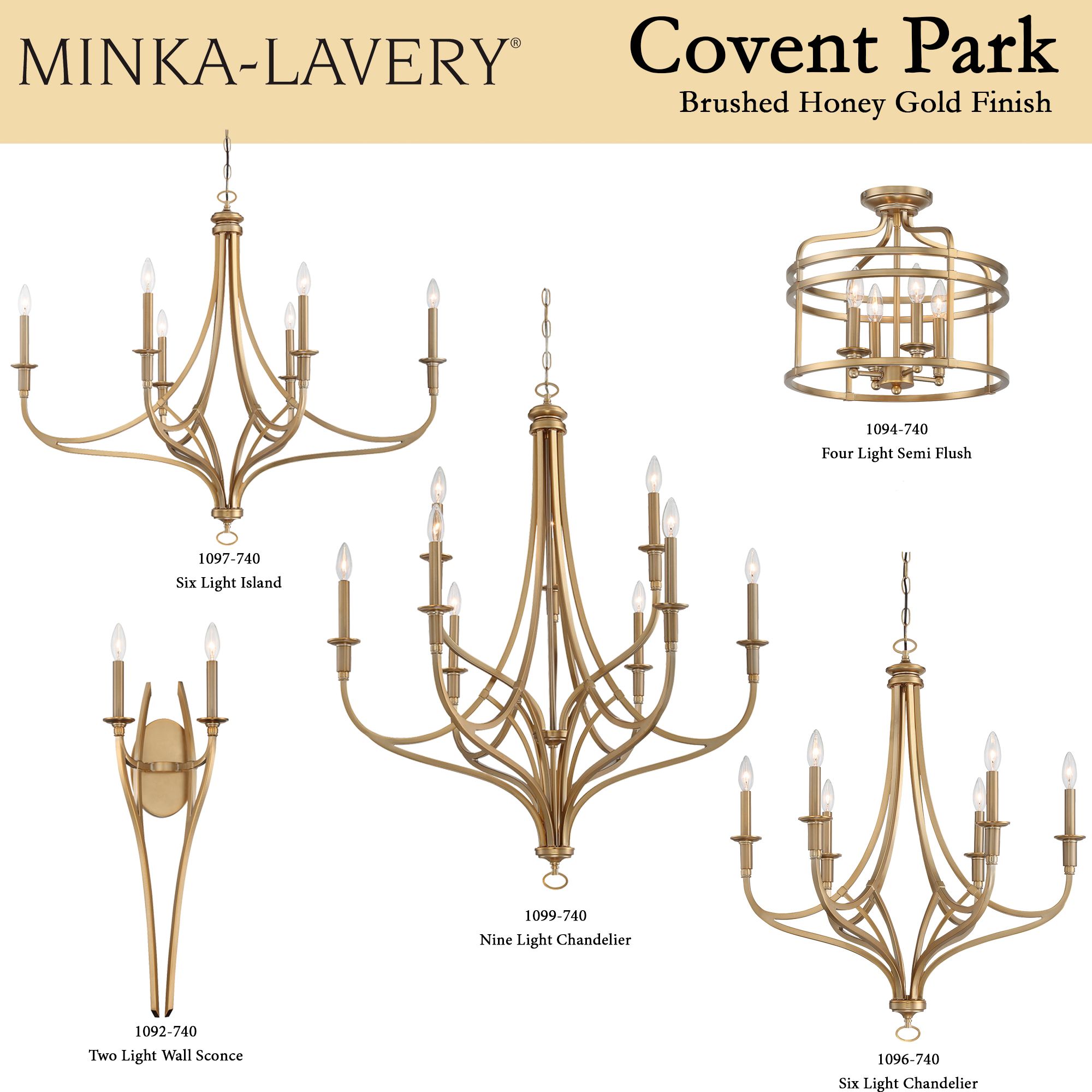 Minka-Lavery Covent Park 9-Light Brushed Honey Gold Chandelier