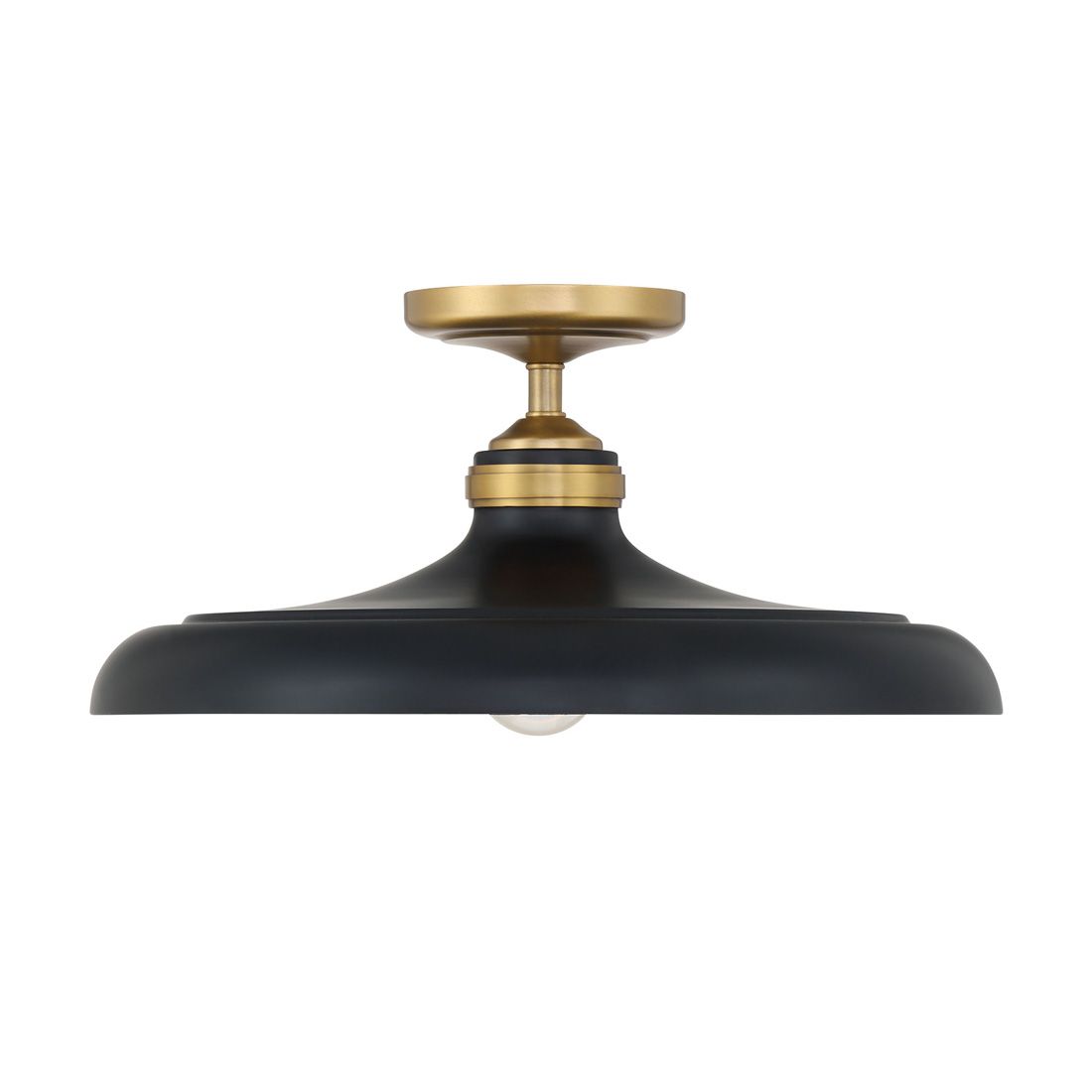 Image 3 Minka Lavery Crowne 1-Light 16-in Brass and Dark Matte Black Semi-Flush more views