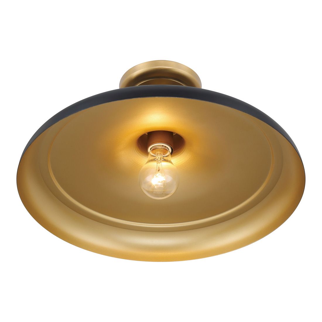 Image 4 Minka Lavery Crowne 1-Light 16-in Brass and Dark Matte Black Semi-Flush more views