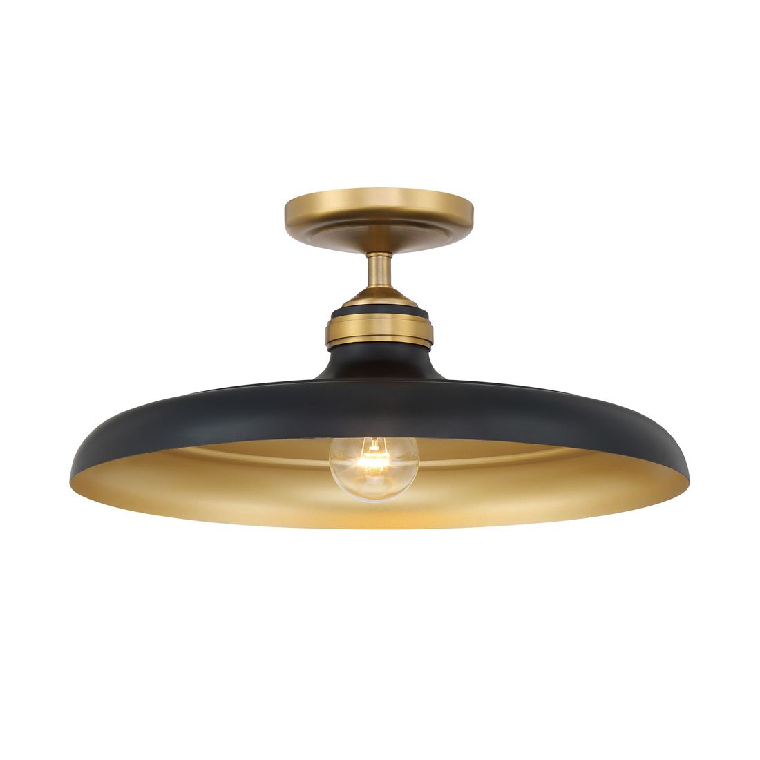 Image 6 Minka Lavery Crowne 1-Light 16-in Brass and Dark Matte Black Semi-Flush more views
