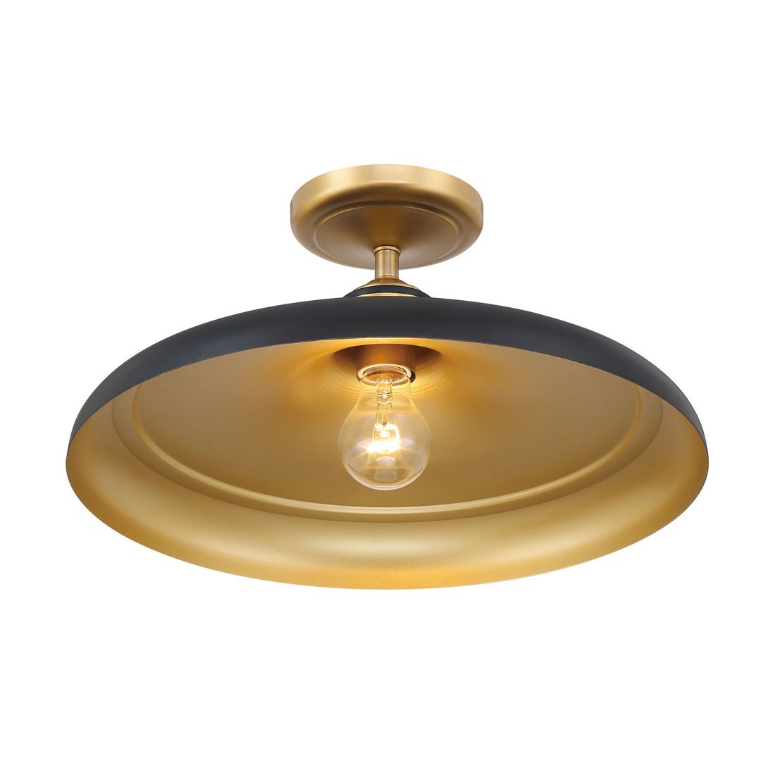 Image 7 Minka Lavery Crowne 1-Light 16-in Brass and Dark Matte Black Semi-Flush more views