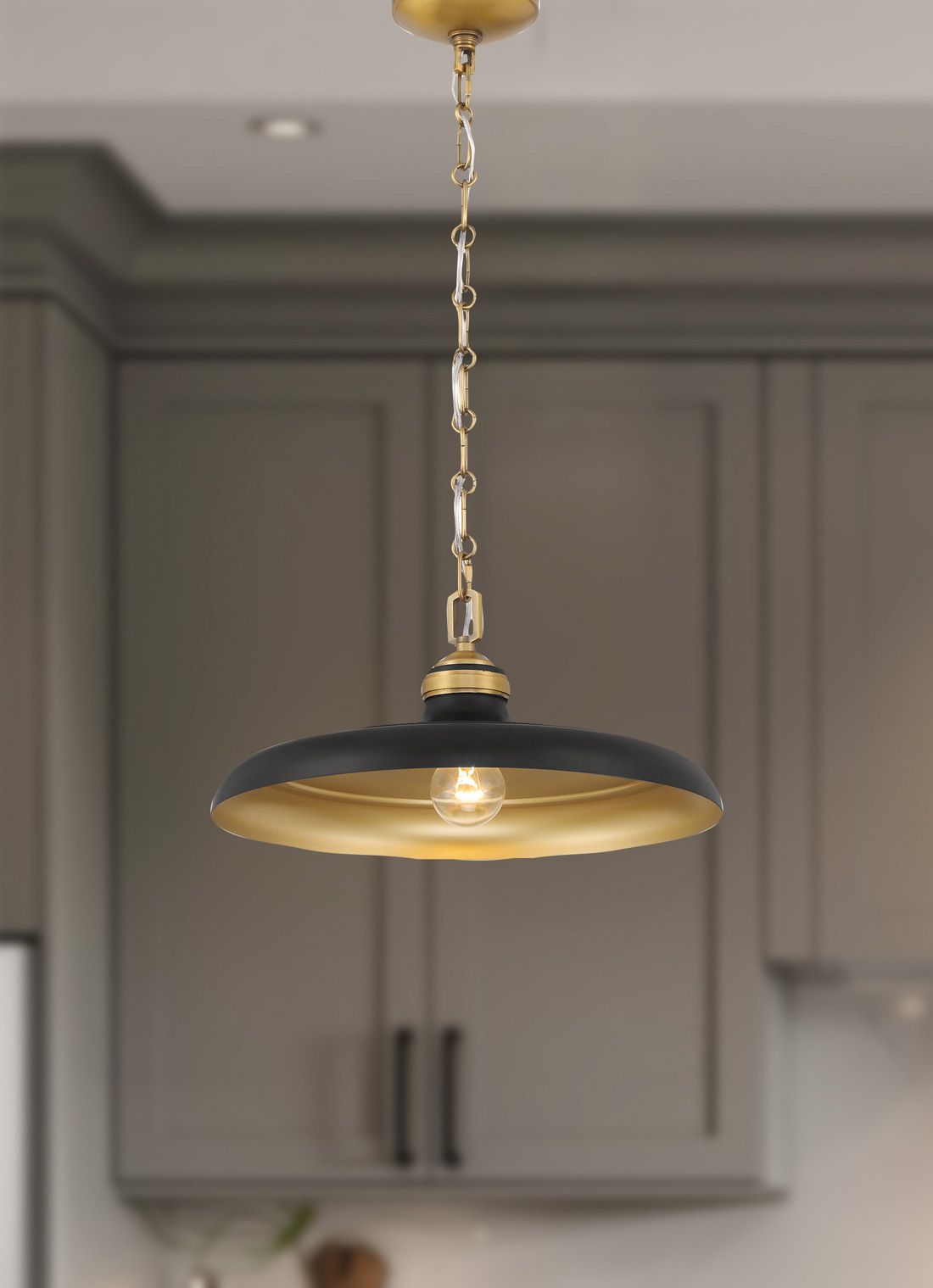 Image 2 Minka Lavery Crowne 1-Light 16-in Brass and Matte Black Pending Lighting more views