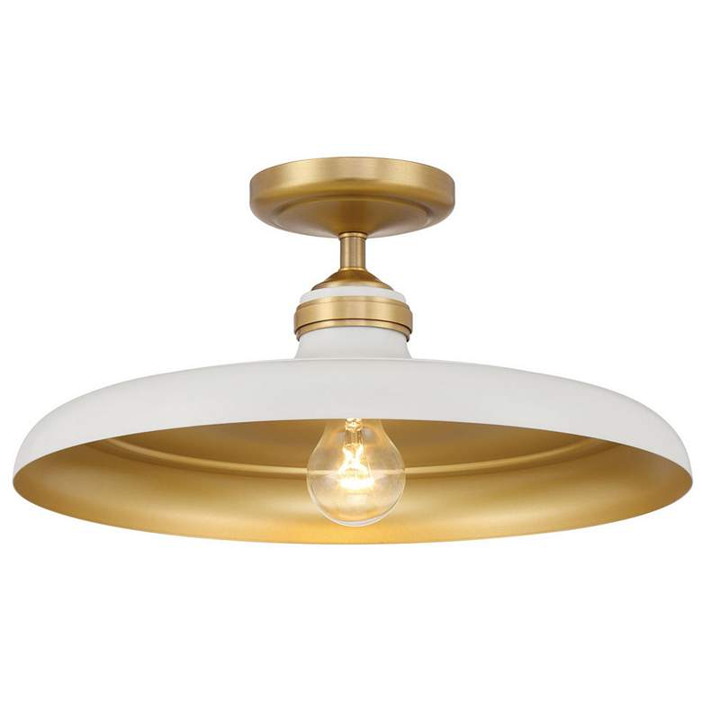 Image 1 Minka Lavery Crowne 1-Light 16-in Legacy Brass and Cream Indoor Semi-Flush