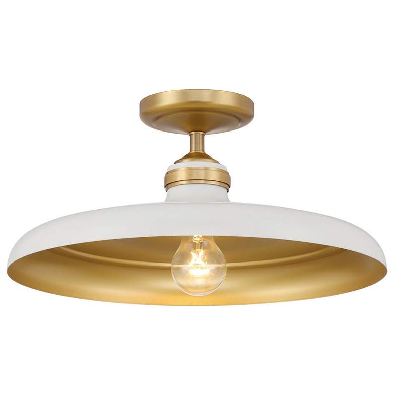 Image 2 Minka Lavery Crowne 1-Light 16-in Legacy Brass and Cream Indoor Semi-Flush more views