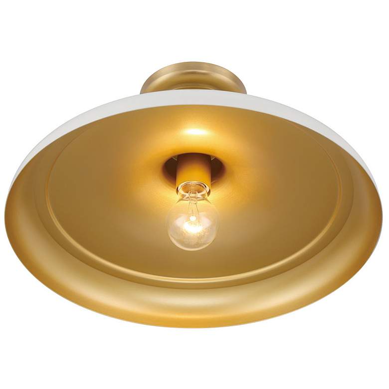 Image 4 Minka Lavery Crowne 1-Light 16-in Legacy Brass and Cream Indoor Semi-Flush more views