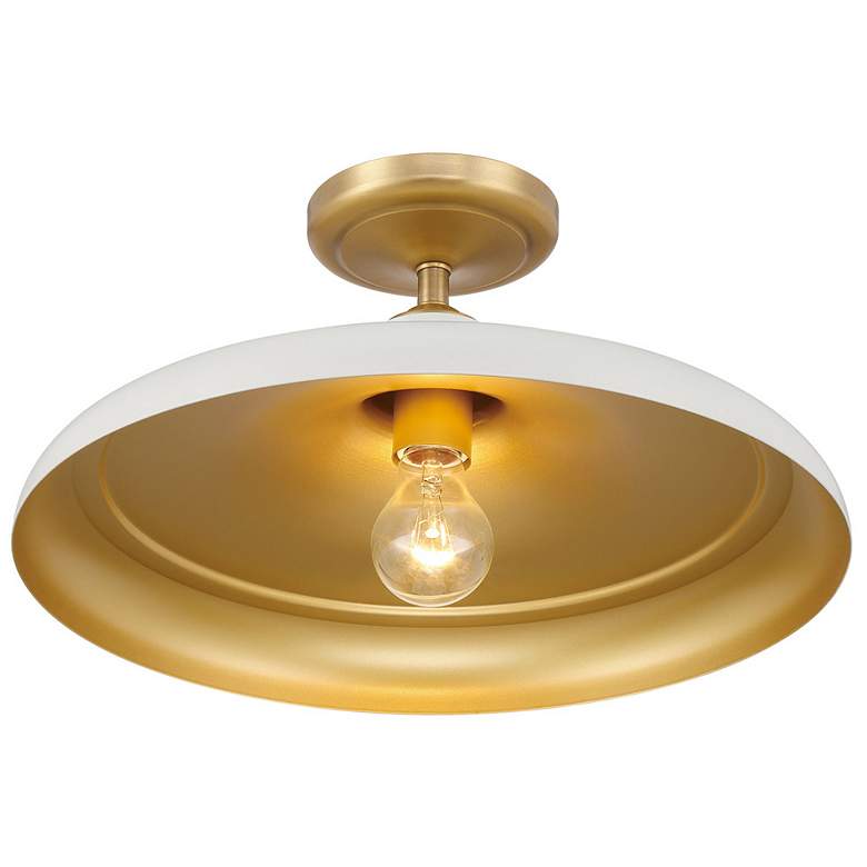 Image 5 Minka Lavery Crowne 1-Light 16-in Legacy Brass and Cream Indoor Semi-Flush more views