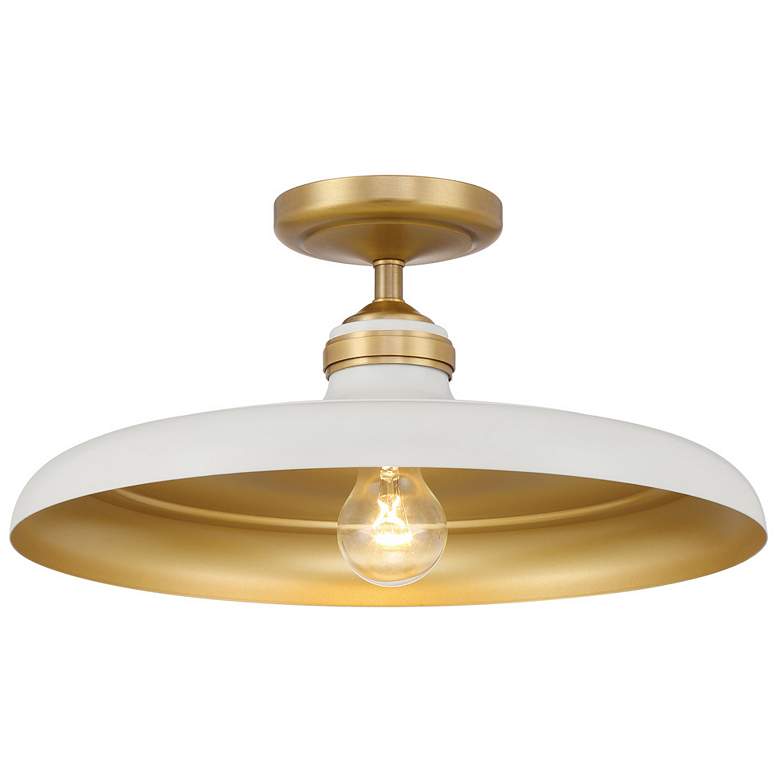 Image 6 Minka Lavery Crowne 1-Light 16-in Legacy Brass and Cream Indoor Semi-Flush more views