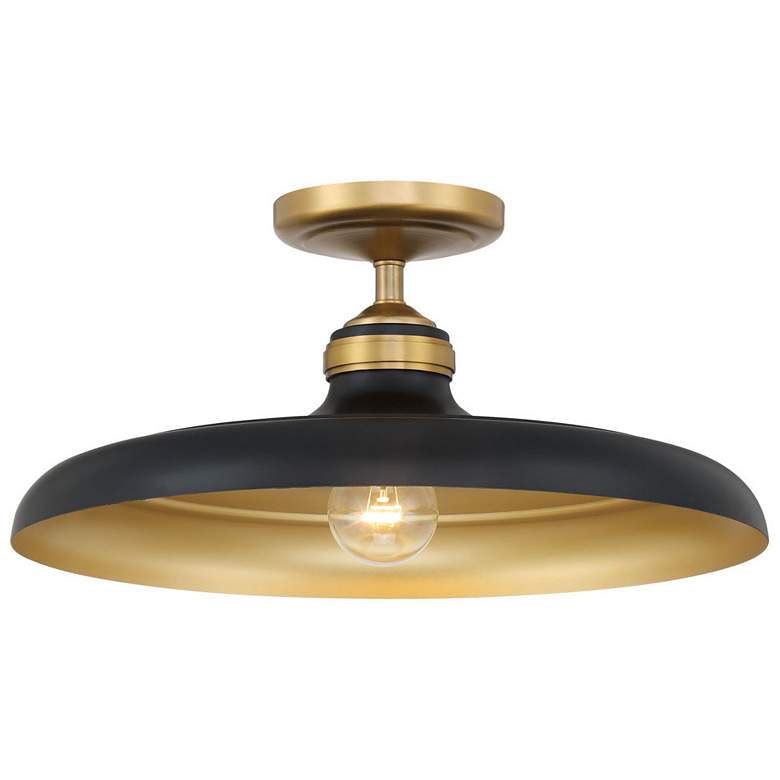 Image 1 Minka Lavery Crowne 16" Wide Brass and Dark Matte Black Ceiling Light