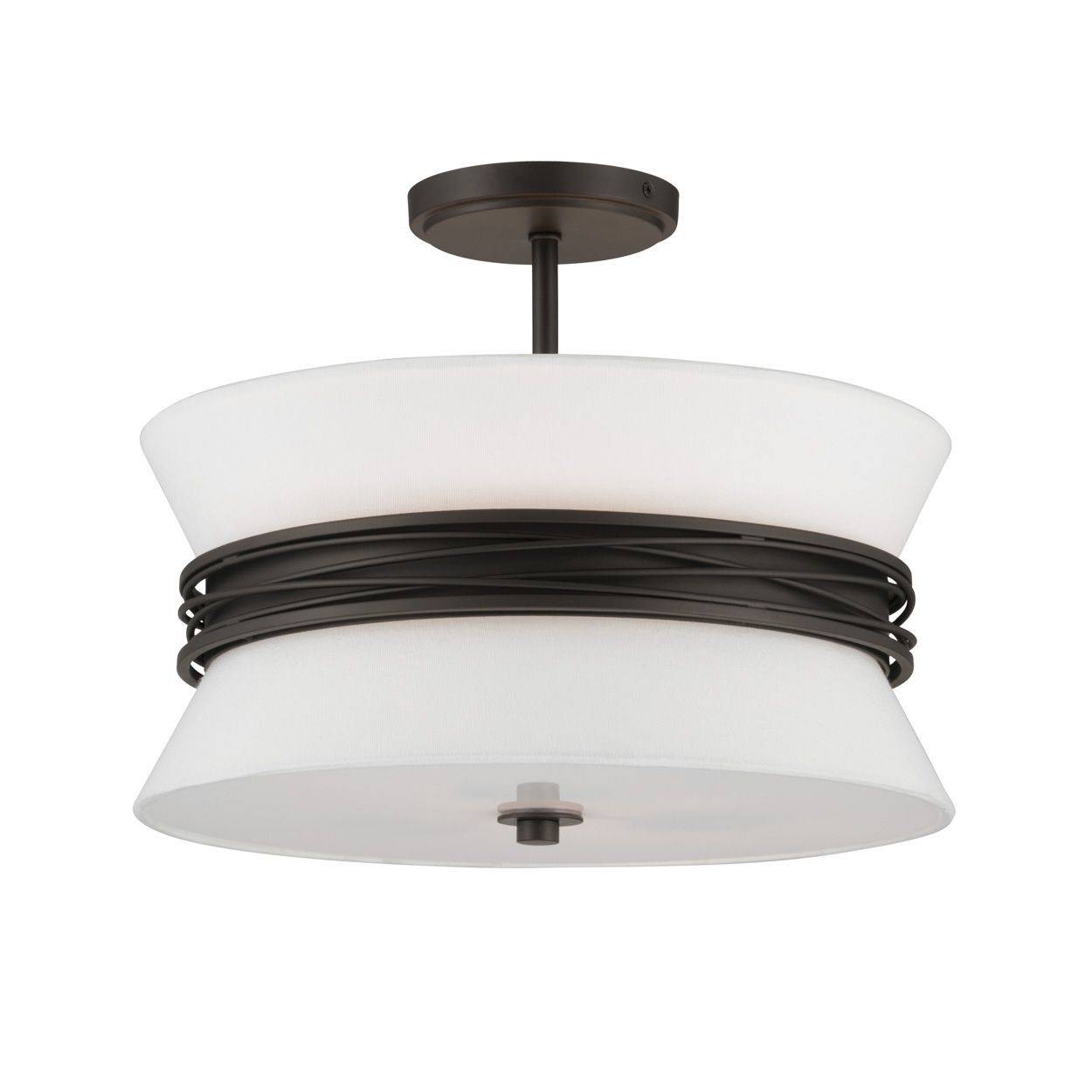 Image 2 Minka Lavery Dalvor 3-Light 15-in Dark Bronze Semi-Flush with White Shade more views