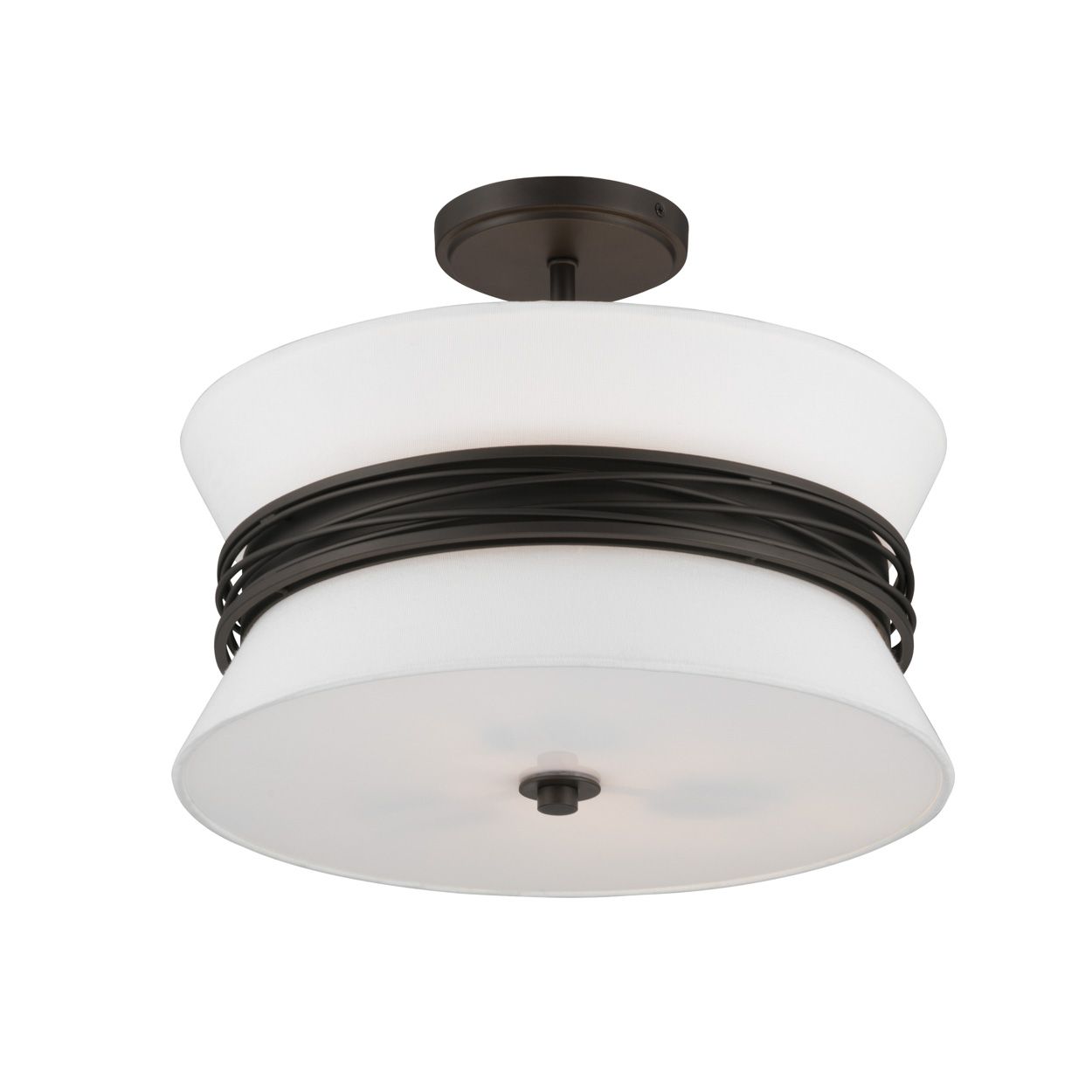 Image 4 Minka Lavery Dalvor 3-Light 15-in Dark Bronze Semi-Flush with White Shade more views